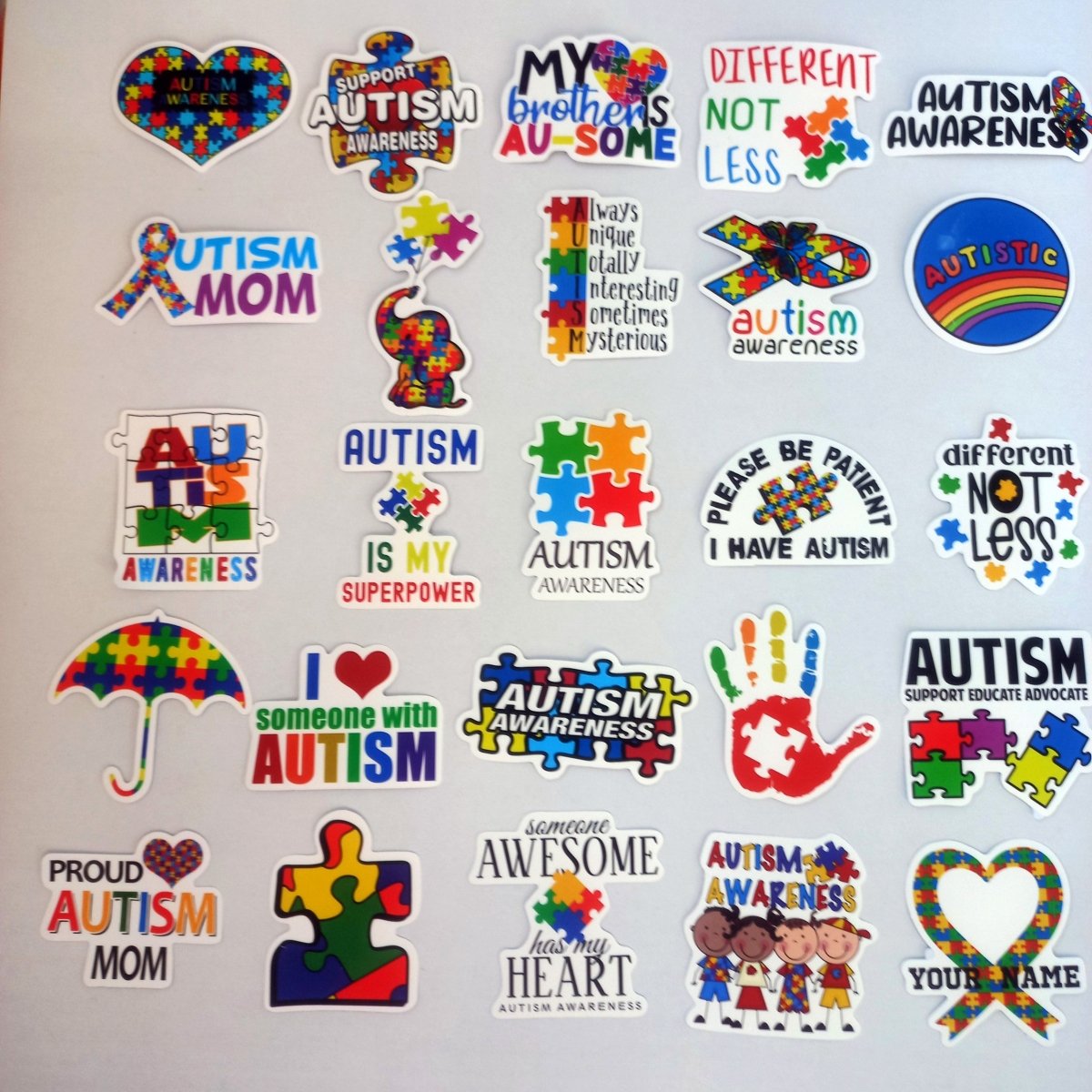 Pachet Stickere Autism Awareness – Mesaje de Susținere și Empatie 50 buc - StickerJoy