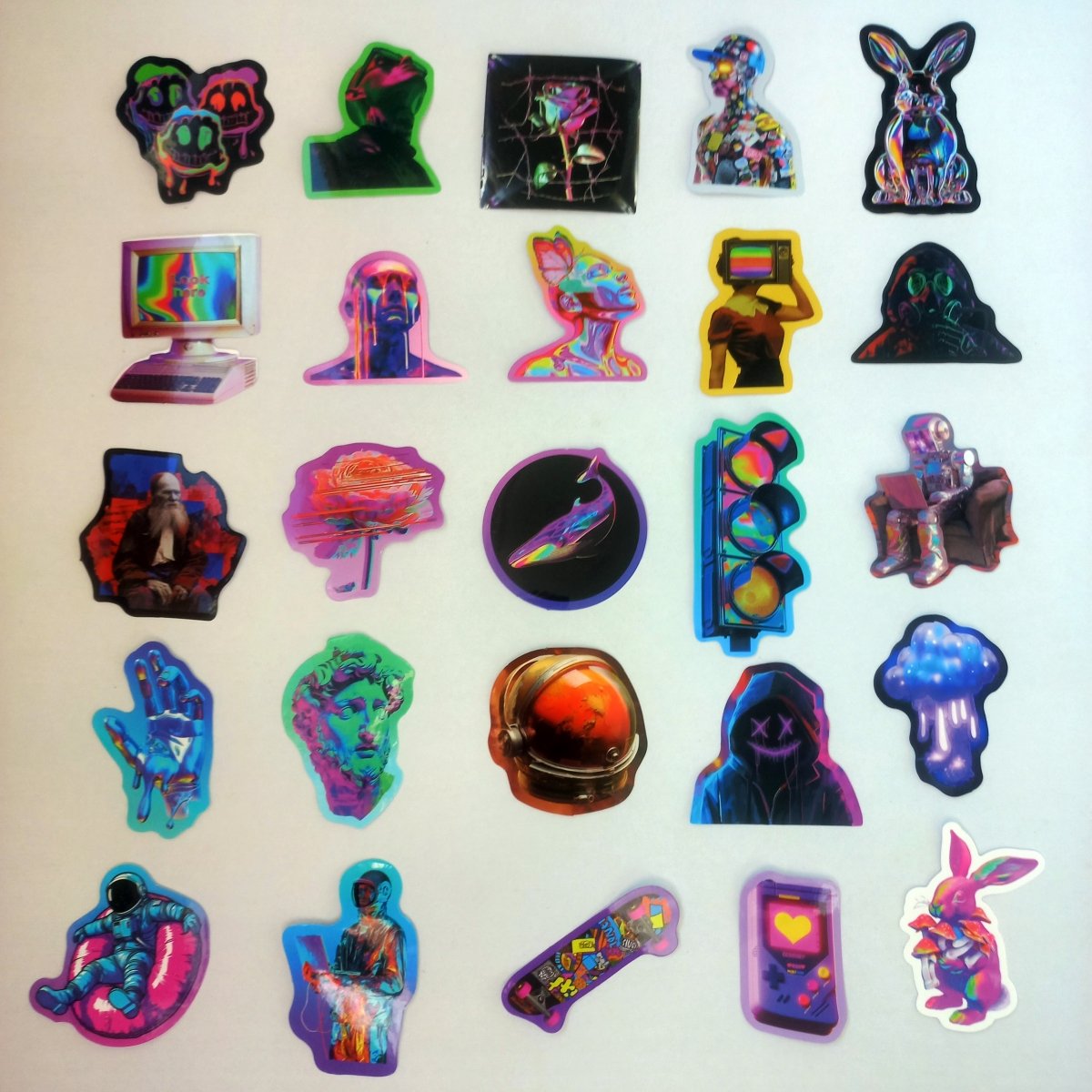 Pachet Stickere Vaporwave & Cyberpunk – Estetică Psihedelică 50 buc. - StickerJoy