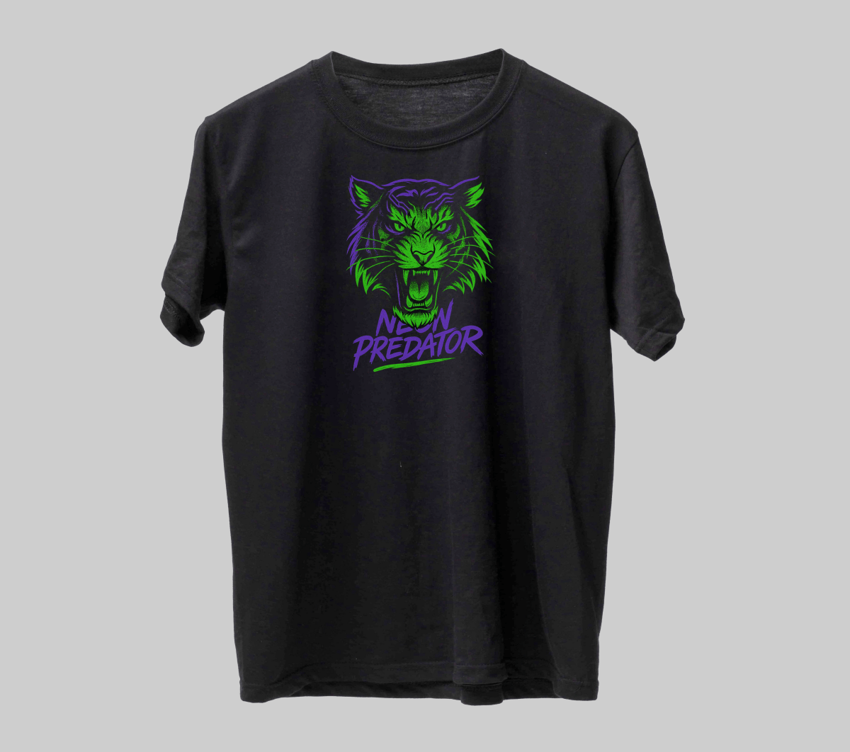 Design Digital „Neon Predator” – Grafică Tricou / Stickere, Stil Urban Glow - StickerJoy