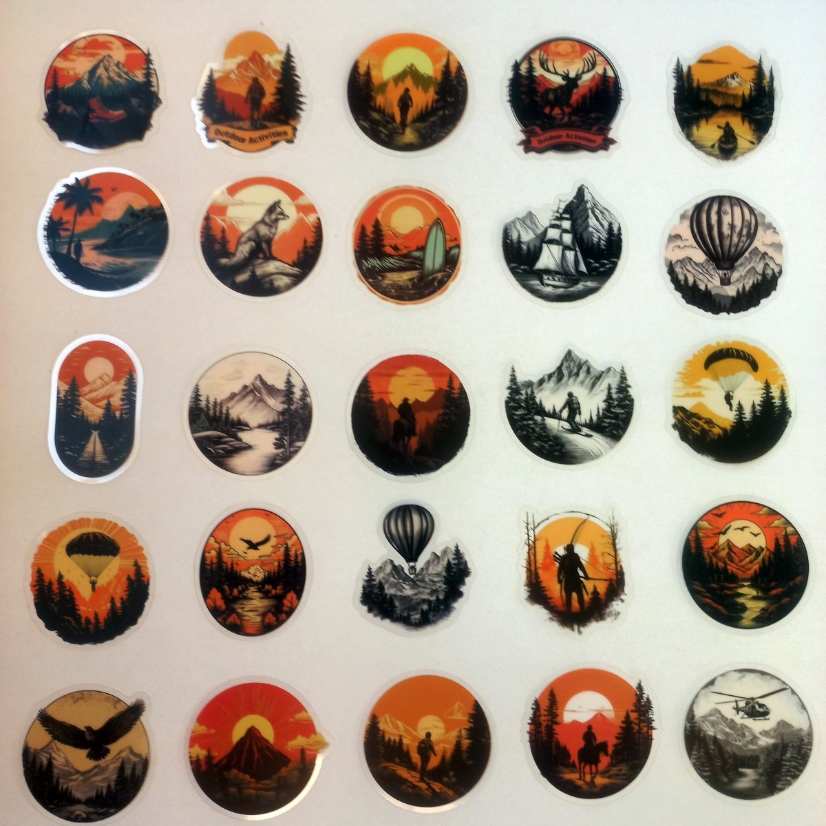 Set 50 Stickere Outdoor – Natura, Camping, Munte, Transparente - StickerJoy