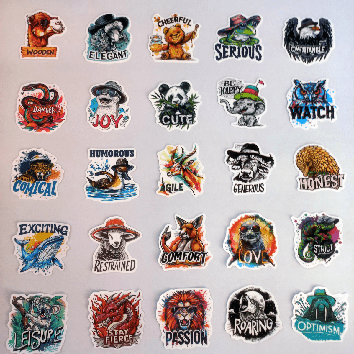 Pachet Stickere Amuzante cu Animale – 50 de Stickere Motivaționale și Haioase - StickerJoy