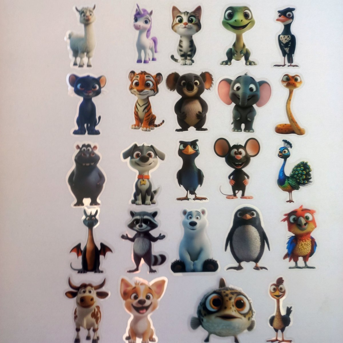 Set Stickere Cartoon cu Animale Transparente – 50 Stickere Colorate pentru Copii - StickerJoy