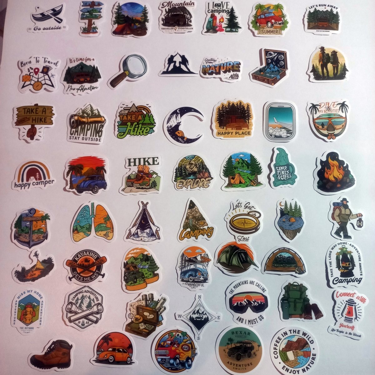 Set 100 Stickere Camping & Outdoor – Adventure, Hiking, Travel, Nature - StickerJoy