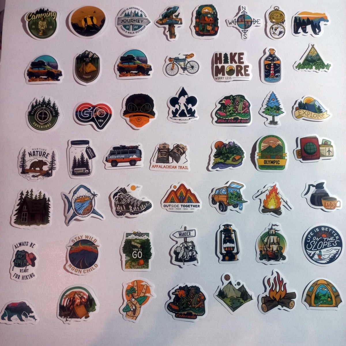 Set 100 Stickere Camping & Outdoor – Adventure, Hiking, Travel, Nature - StickerJoy