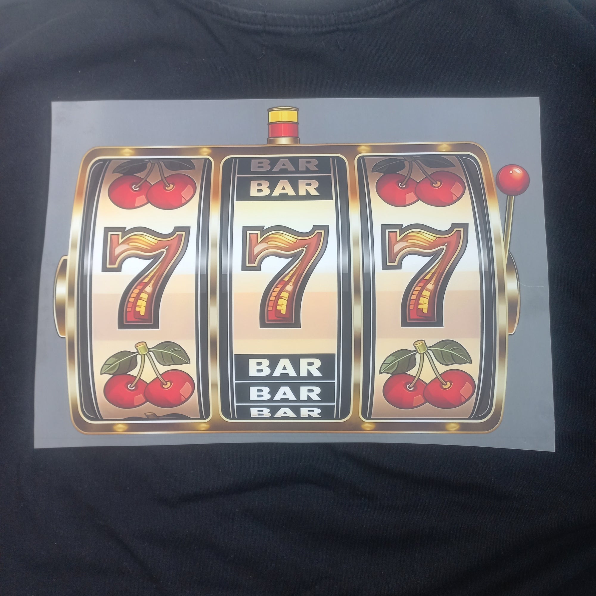 Design jackpot 777 cu cireșe și BAR pentru transfer termic pe haine