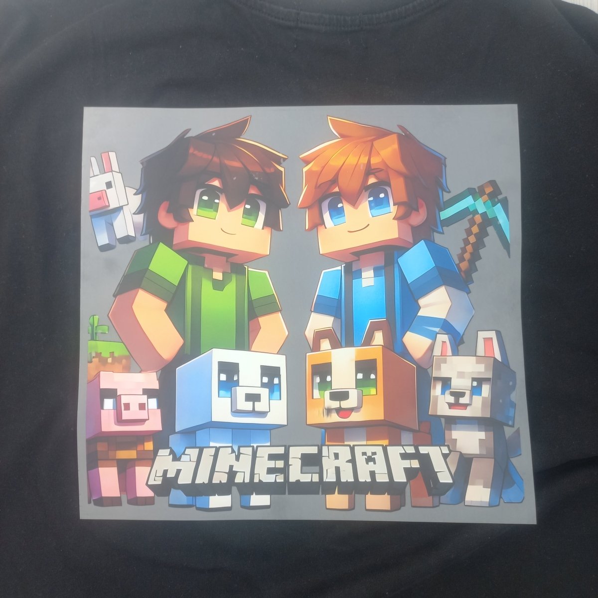 Sticker DTF Gaming „Minecraft Style” – Personaje Cute pentru Tricouri - StickerJoy