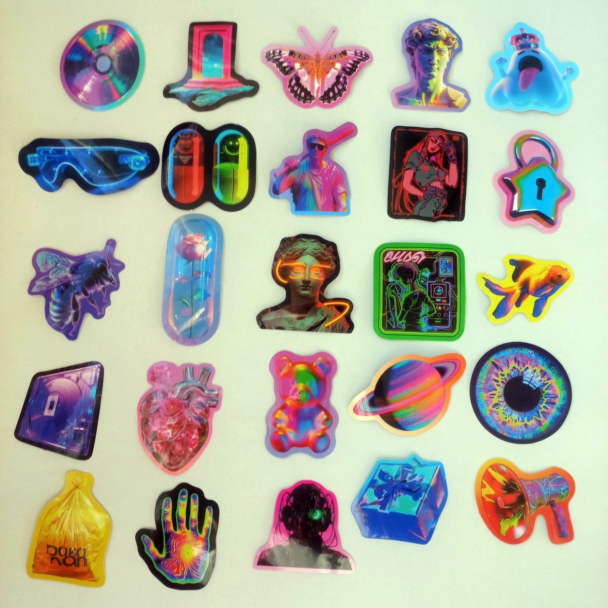 Pachet Stickere Vaporwave & Cyberpunk – Estetică Psihedelică 50 buc. - StickerJoy