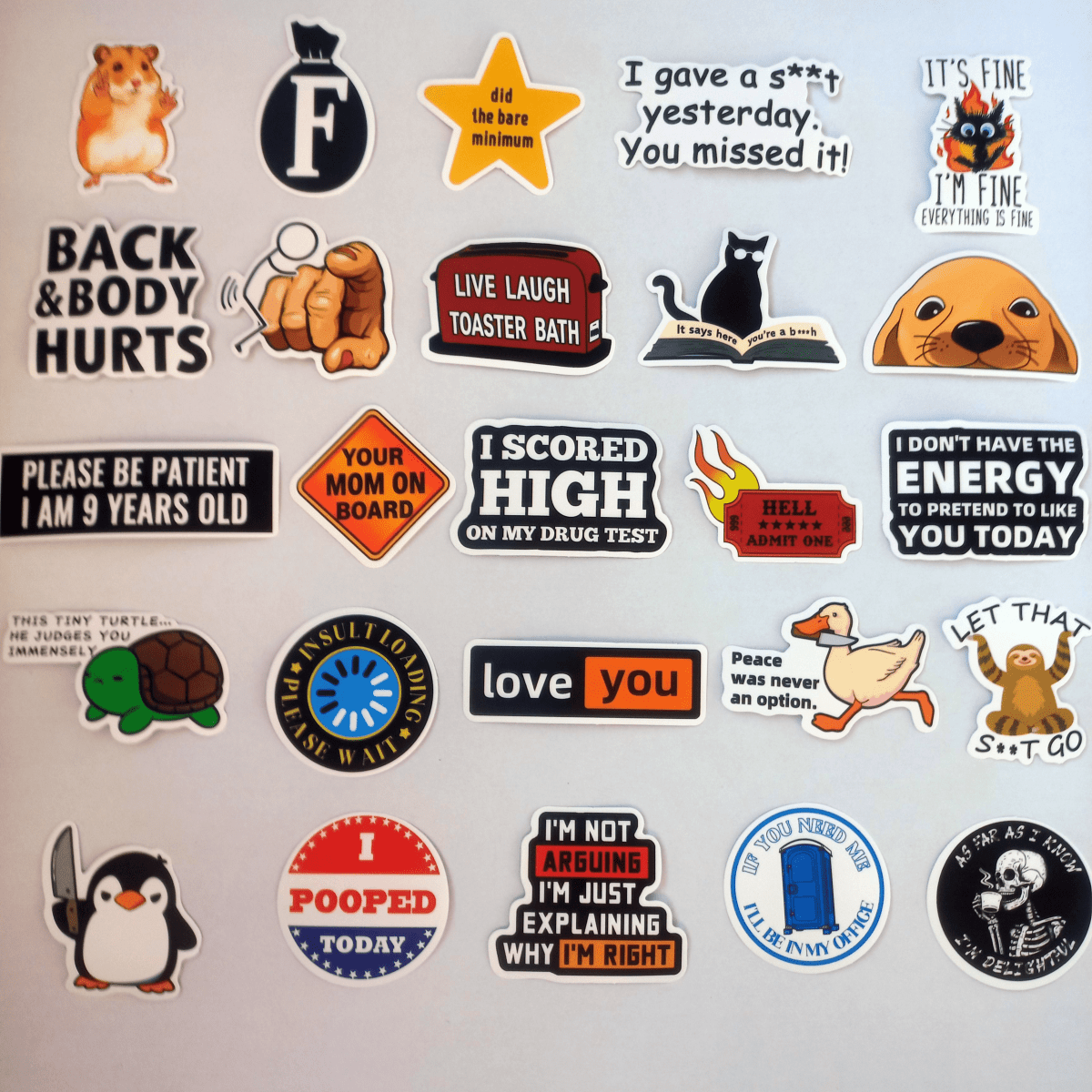 Pachet 50 Stickere Amuzante – Meme - uri Sarcastice, Glume Ironice și Replici Haioase - StickerJoy