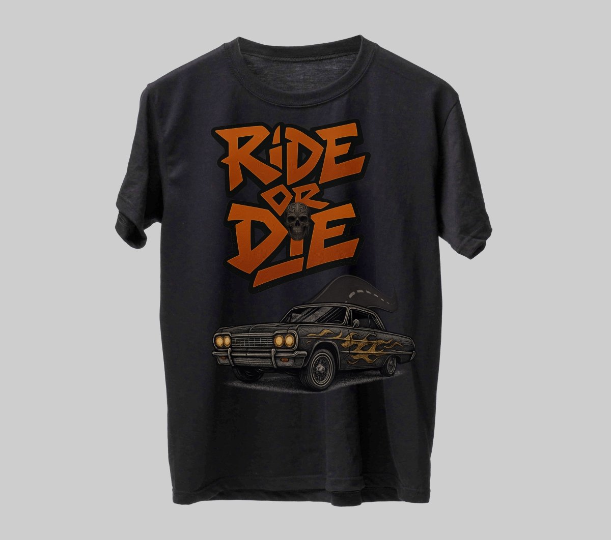 Ride or Die – Design PNG Muscle Car Streetwear pentru Tricouri - StickerJoy