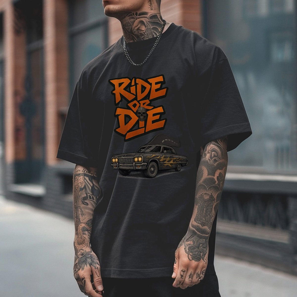Ride or Die – Design PNG Muscle Car Streetwear pentru Tricouri - StickerJoy