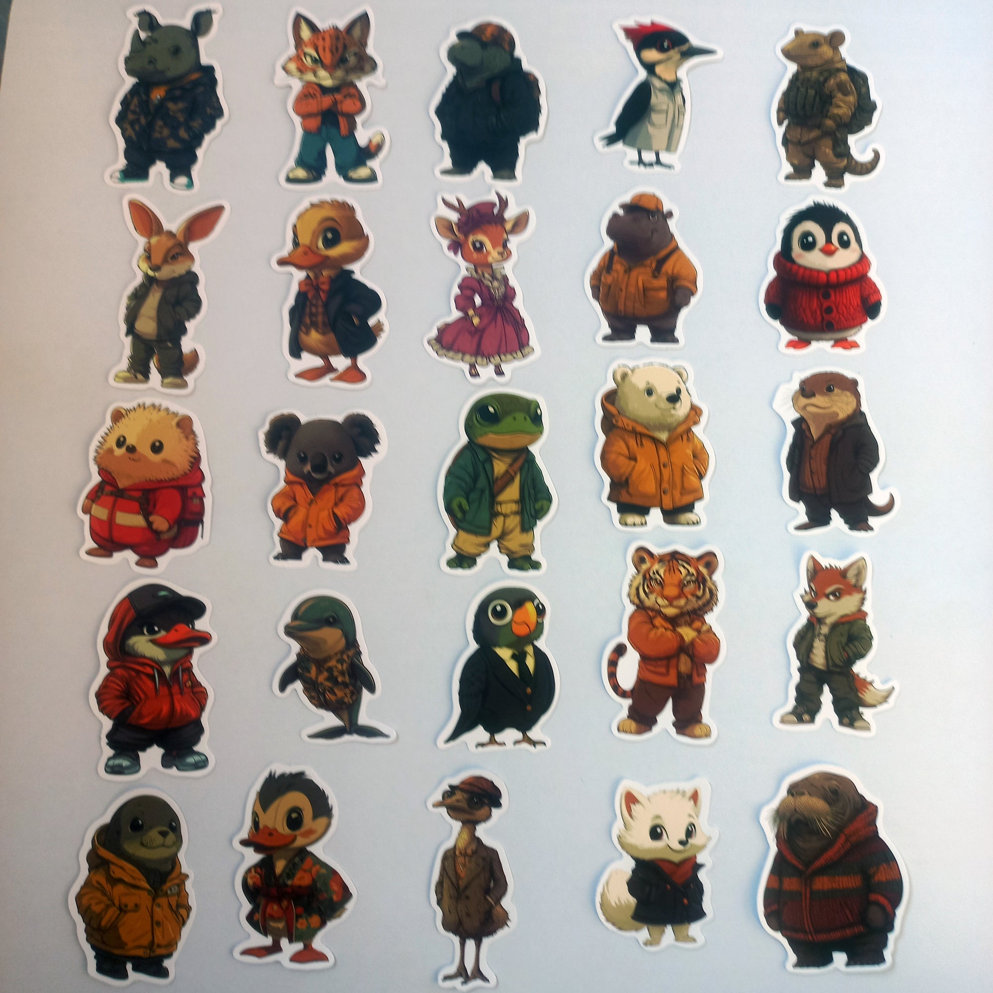 Pachet 50 stickere animale urbane, colorate și rezistente la apă