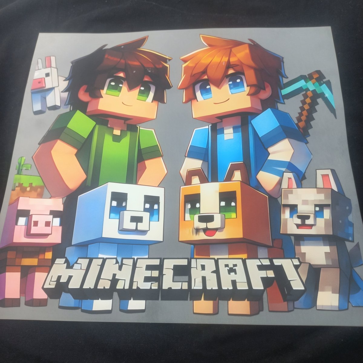Sticker DTF Gaming „Minecraft Style” – Personaje Cute pentru Tricouri - StickerJoy