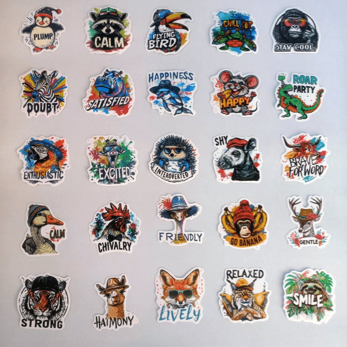 Pachet Stickere Amuzante cu Animale – 50 de Stickere Motivaționale și Haioase - StickerJoy
