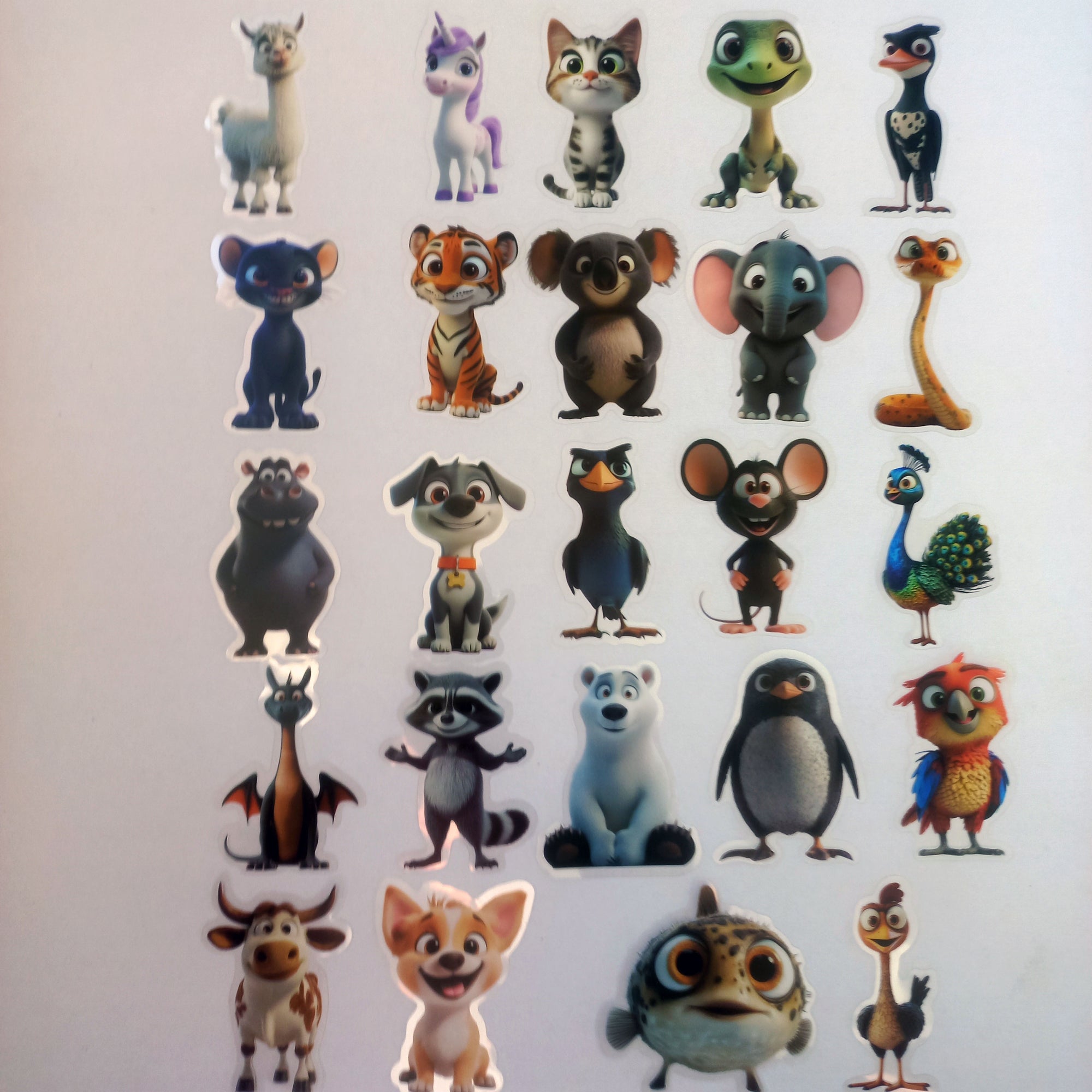 Stickere transparente cu animale din desene animate