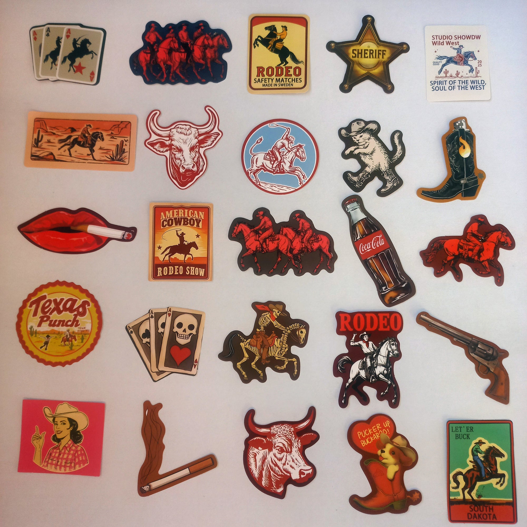 Stickere decorative cowboy – pălării, cizme, tauri și rodeo