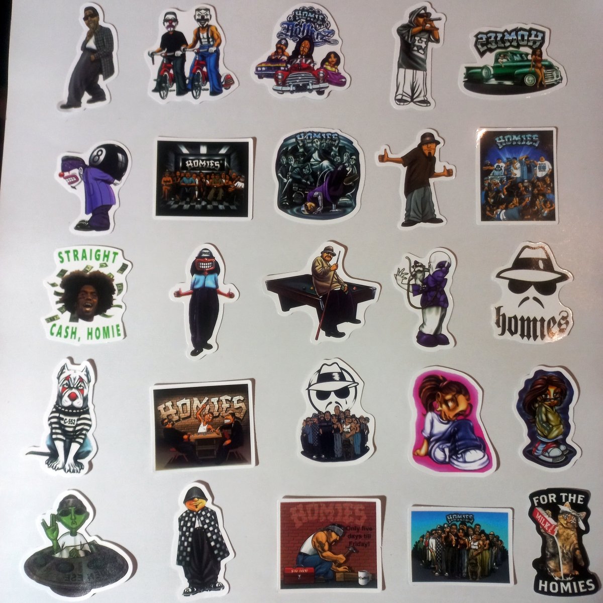 Pachet 50 Stickere Homies – Street Culture & Lowrider Art Vol. 1 - StickerJoy