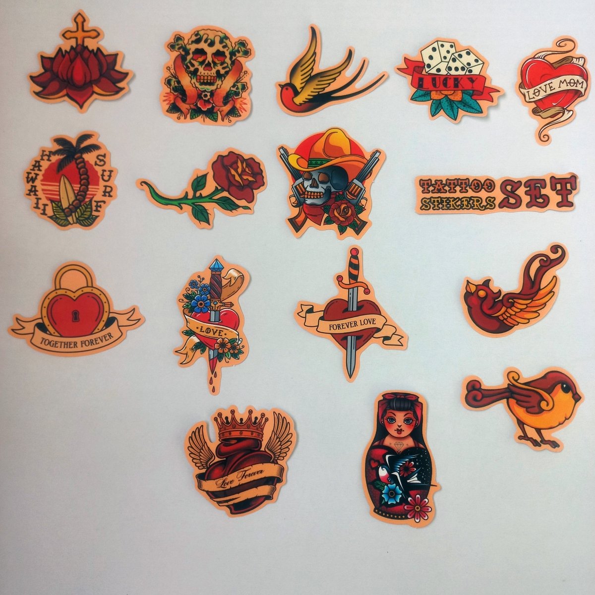 Pachet Stickere Old School Tattoo – Retro Vibes & Bold Ink 100 buc. - StickerJoy